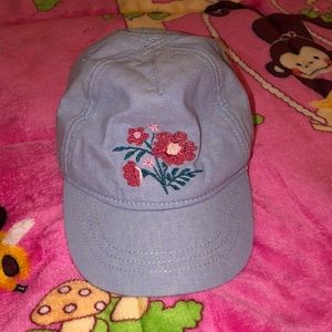 Chambray with floral embroidered decor baby hat